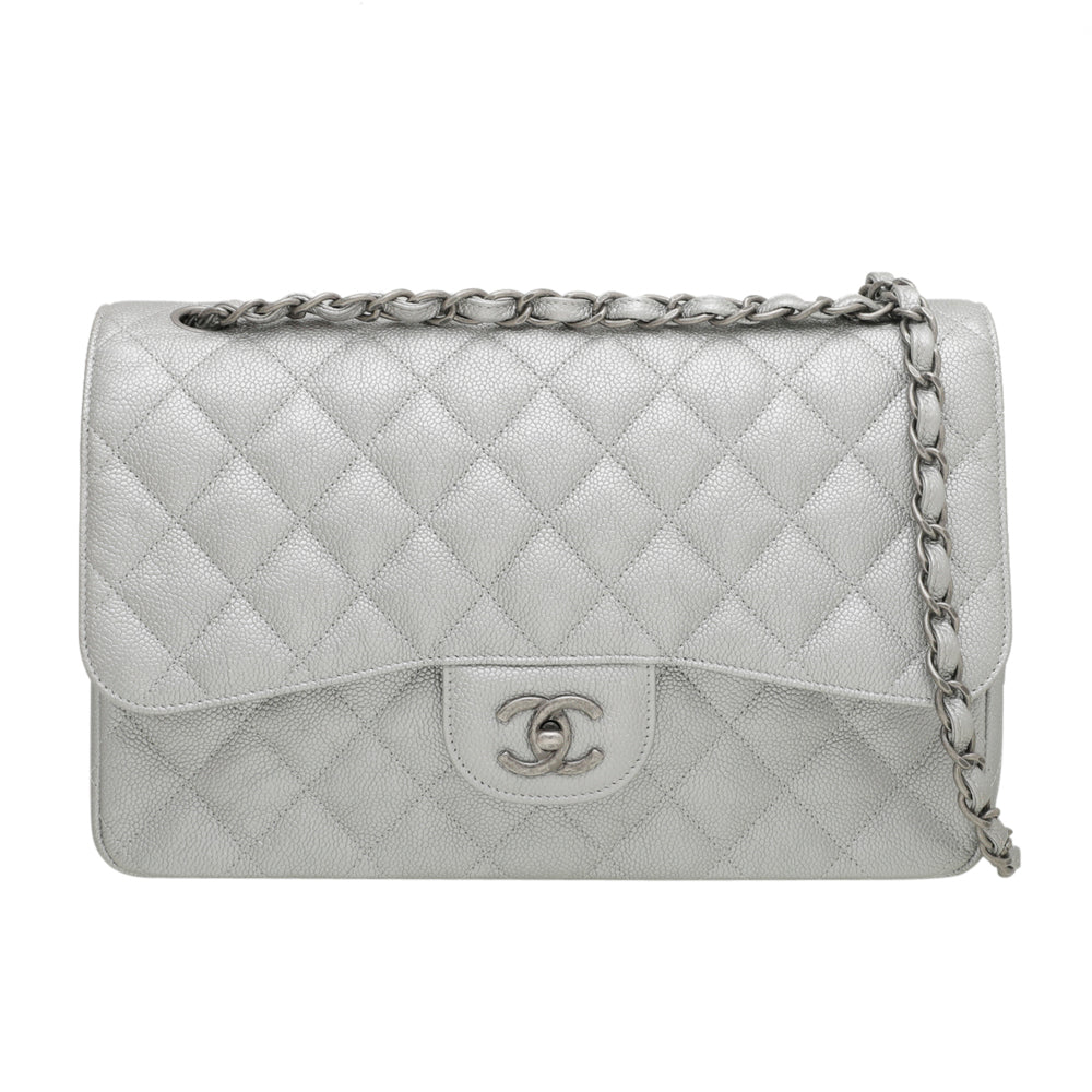 Chanel Metallic Gray Classic Double Flap Bag-Chanel-THE CLOSET