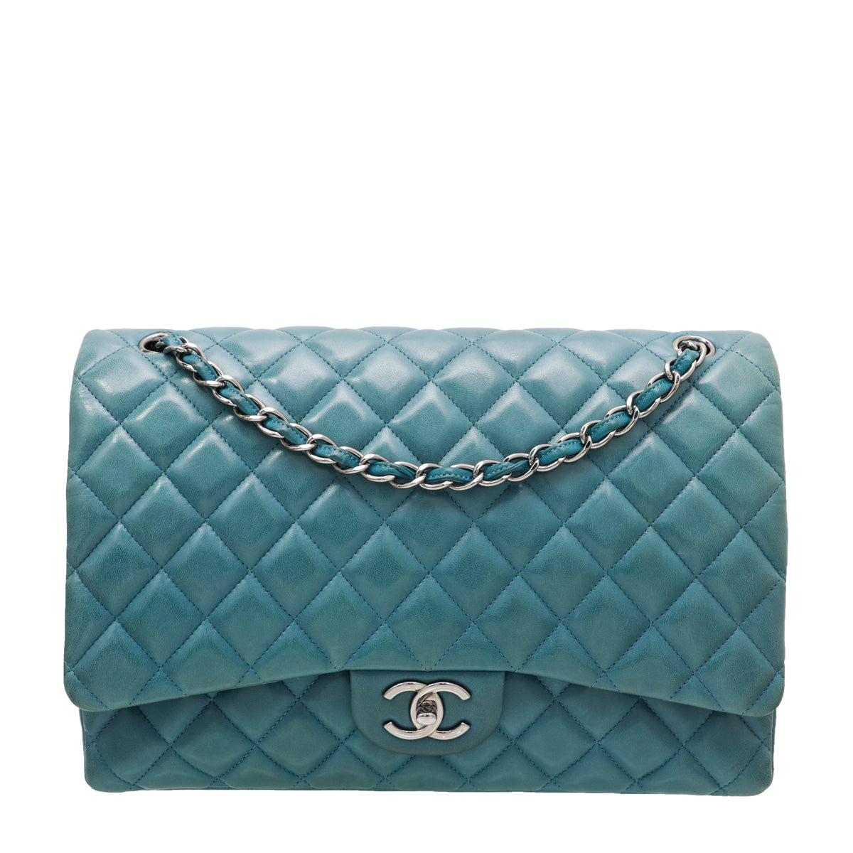 Chanel Teal Green Classic Double Flap Bag