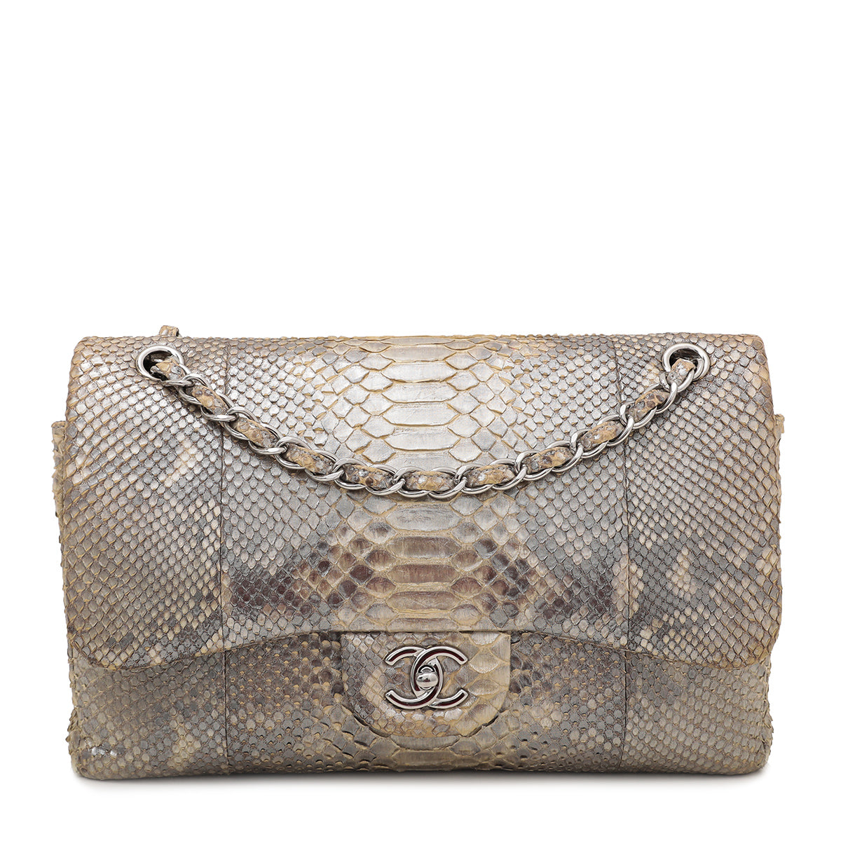 Chanel Metallic Beige Ombre Python Classic Flap Bag Jumbo-Chanel-THE CLOSET