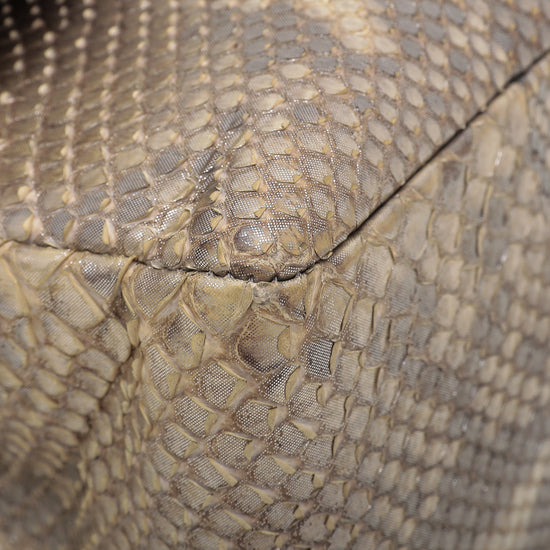 Chanel Metallic Beige Ombre Python Classic Flap Bag Jumbo