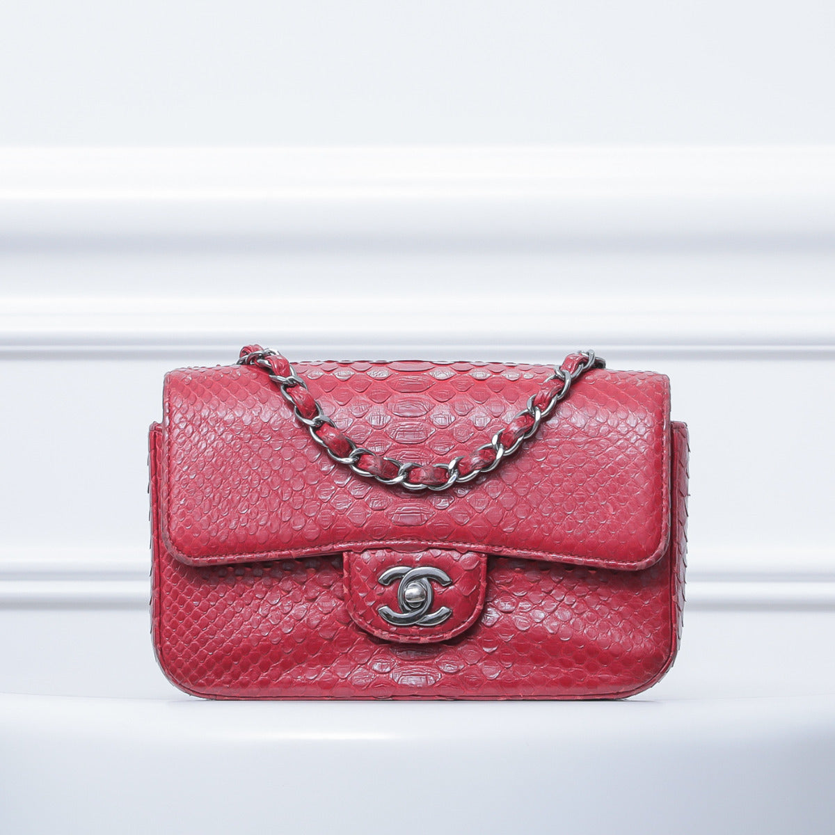 Python Chanel Flap Chanel Red Python Classic Flap – THE CLOSET