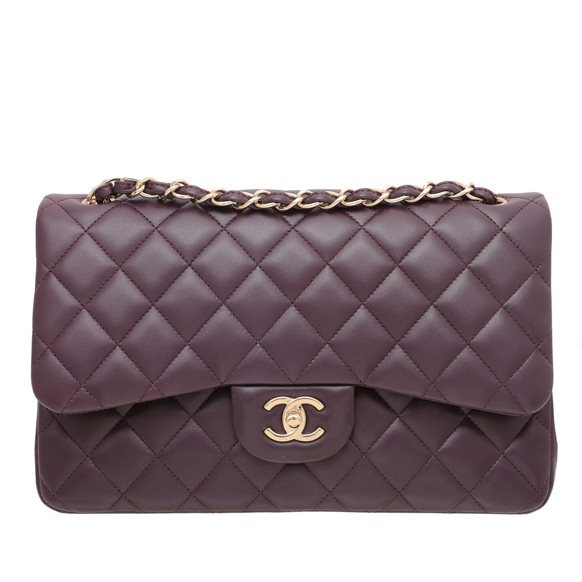 Chanel Dark Violet Classic Jumbo Double Flap Bag-Chanel-THE CLOSET