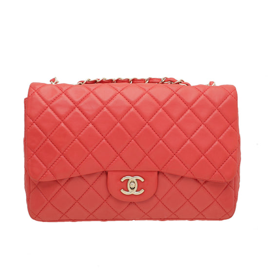 Chanel Coral Classic Single Flap Jumbo Bag