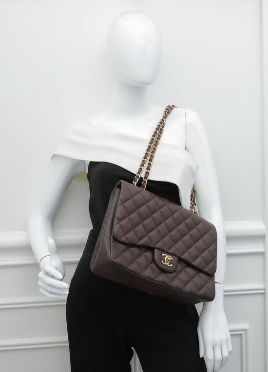 Rare Chanel Chocolate Brown lambskin medium timeless classic flap bag