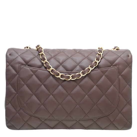 Chanel Chocolate Brown Classic Single Flap Jumbo Bag