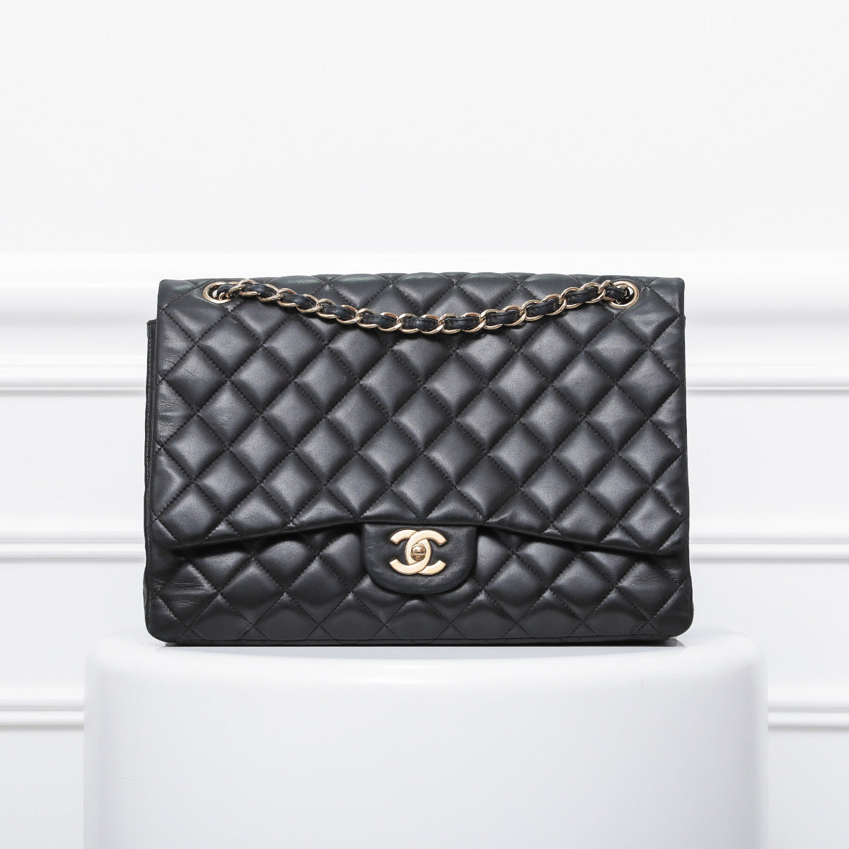 Chanel Black Lambskin Single Flap Classic Maxi-Chanel-THE CLOSET