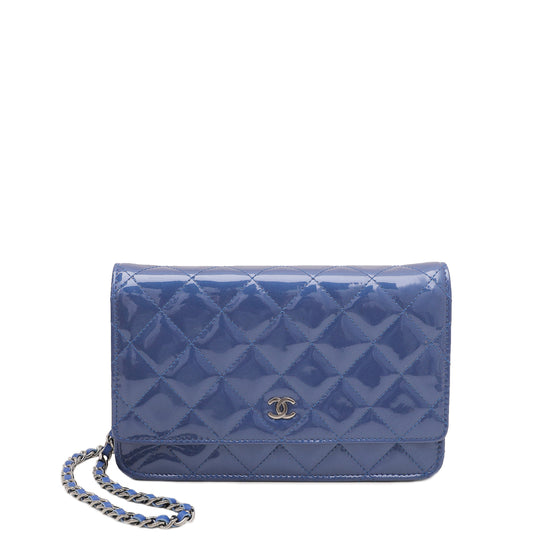 Chanel Blue Classic Wallet On Chain