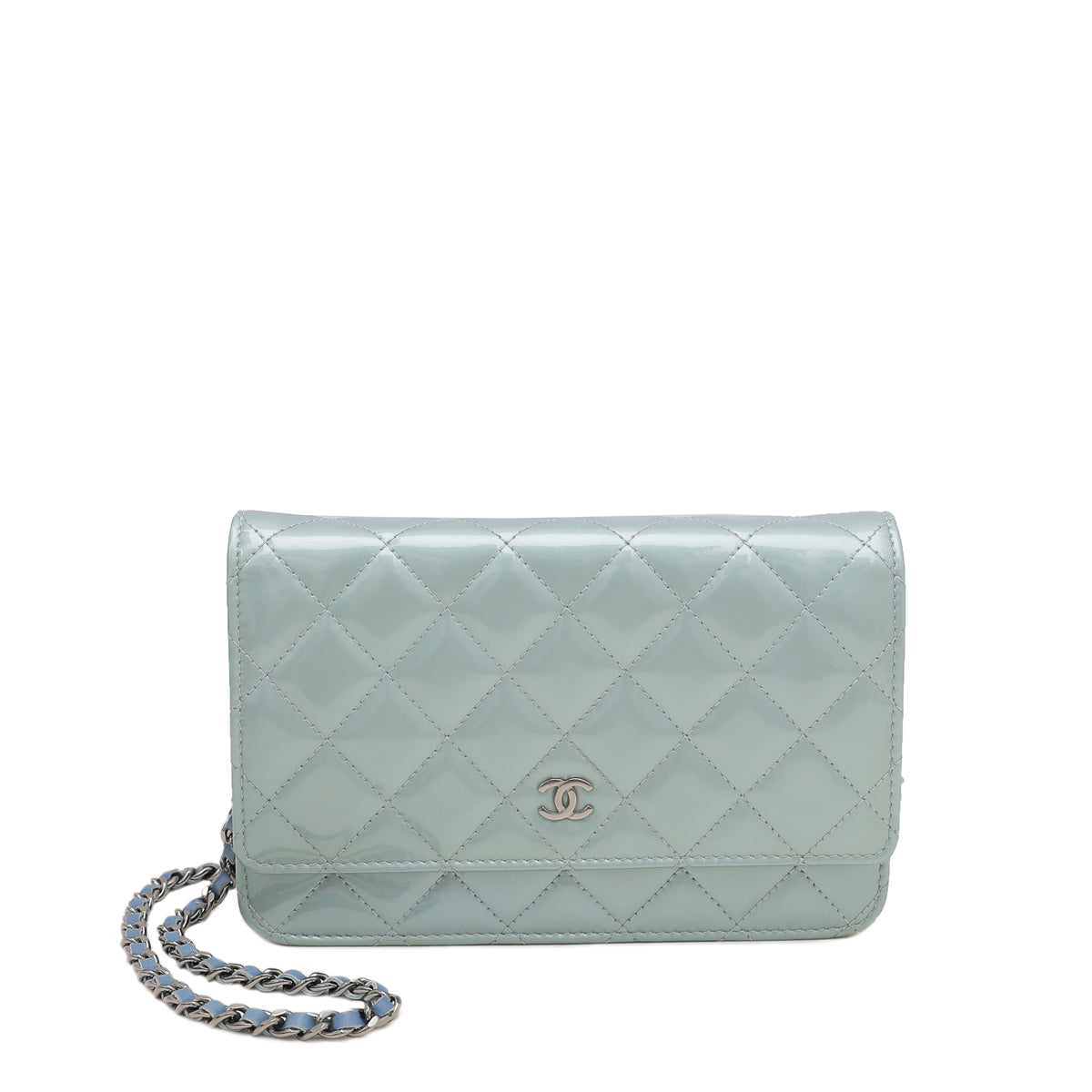 Chanel Powder Blue Classic Wallet On Chain-Chanel-THE CLOSET