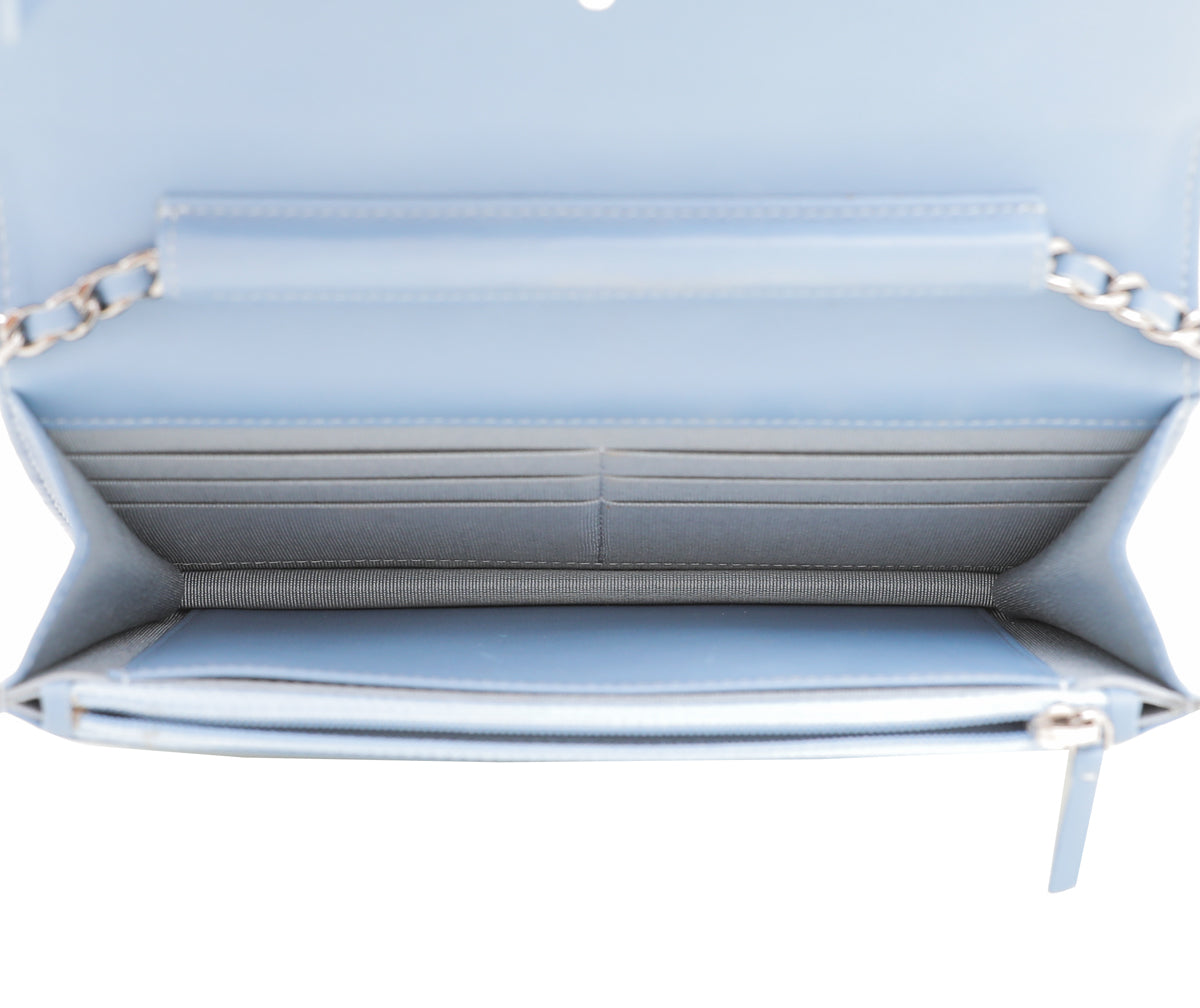 Chanel Powder Blue Classic Wallet On Chain-Chanel-THE CLOSET