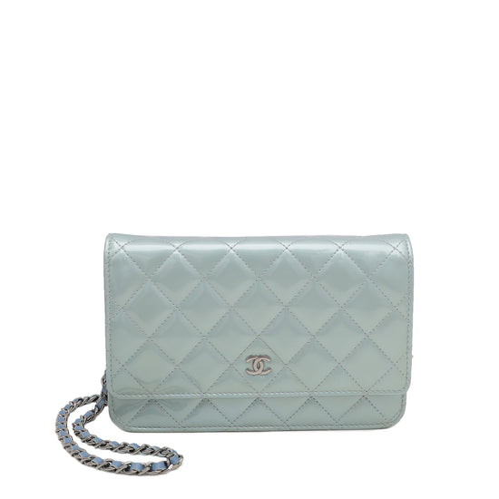 Chanel Powder Blue Classic Wallet On Chain – The Closet