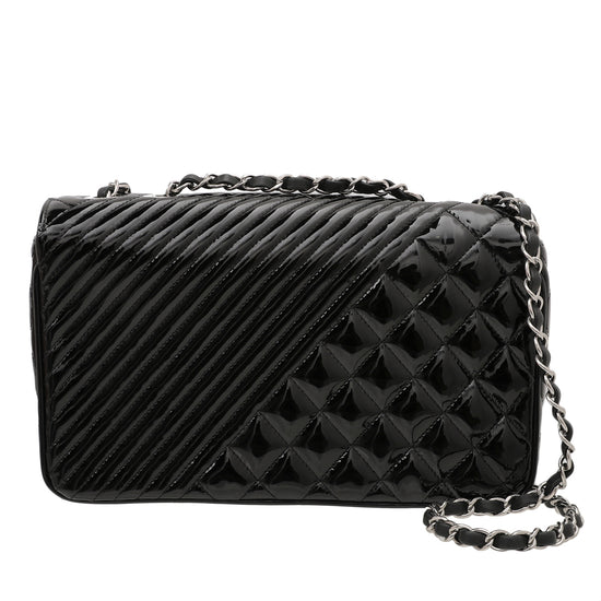 Chanel Black Quilted Patent Leather New Medium Boy Flap Bag