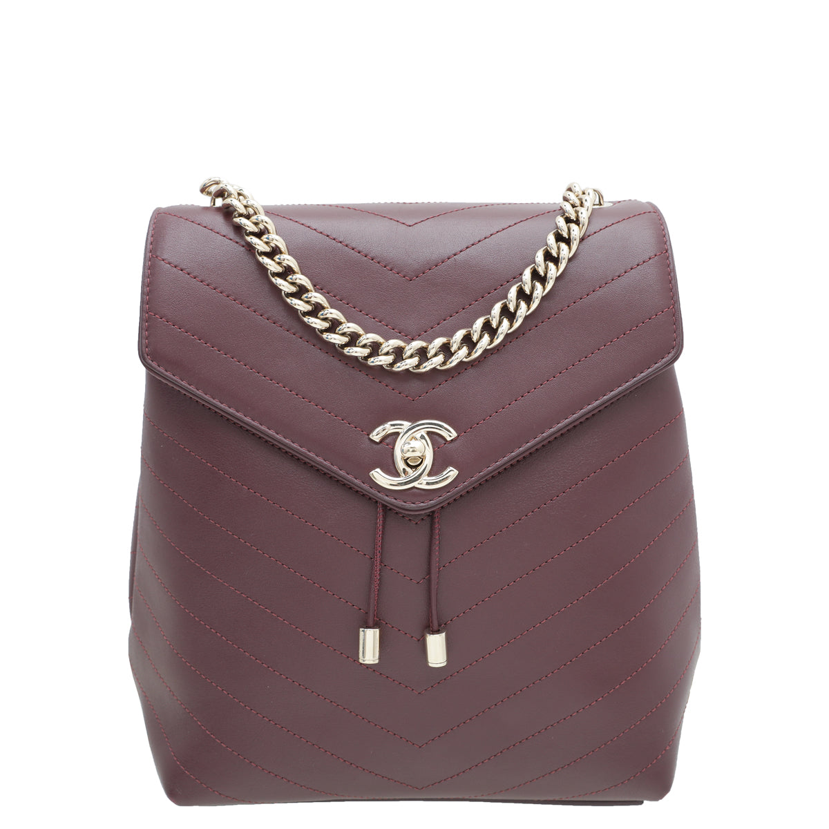 Chanel Burgundy Coco Chevron Backpack Bag-Chanel-THE CLOSET