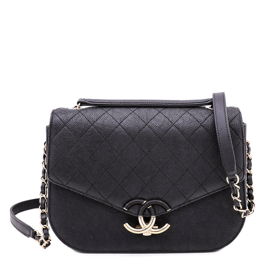 Chanel Black Coco Cuba Top Handle Medium Flap Bag