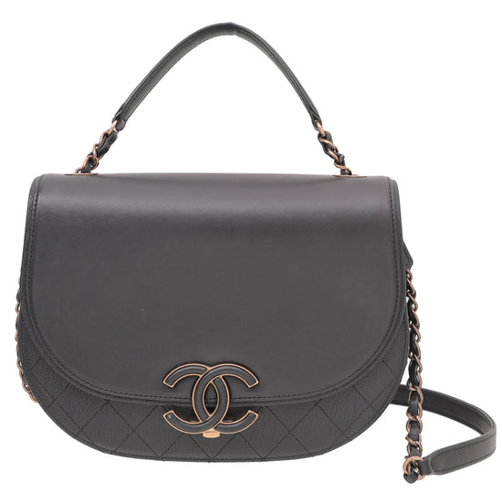 Chanel Black Goatskin Coco Curve Flap Bag