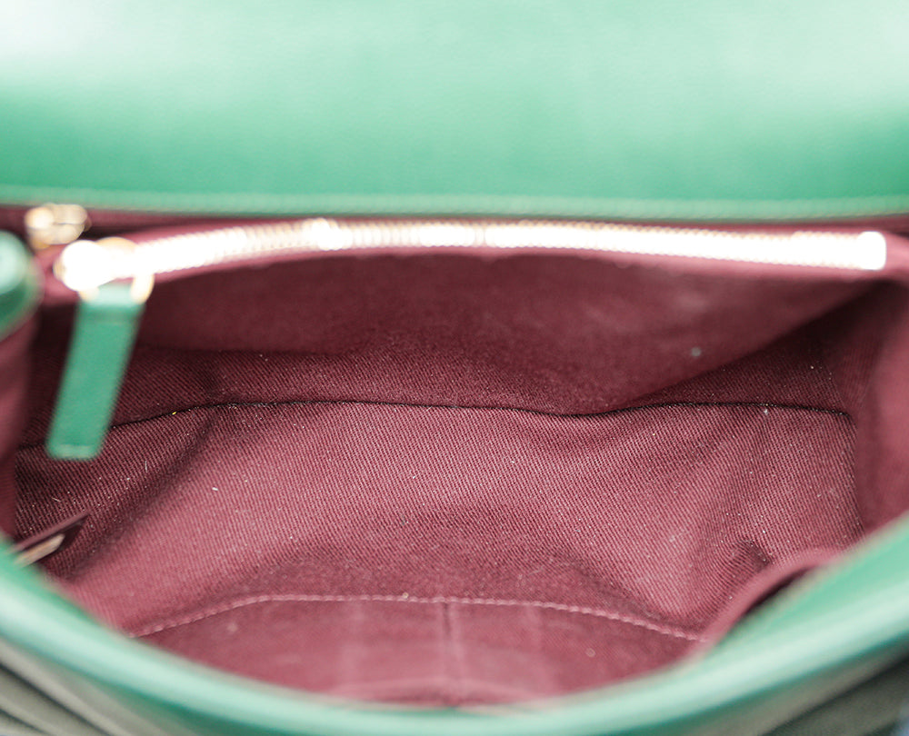 Chanel Olive Green Chevron Coco Handle Small Bag-Chanel-THE CLOSET