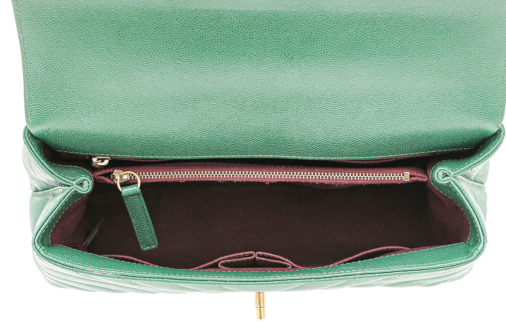 Chanel Olive Green Chevron Coco Handle Small Bag-Chanel-THE CLOSET