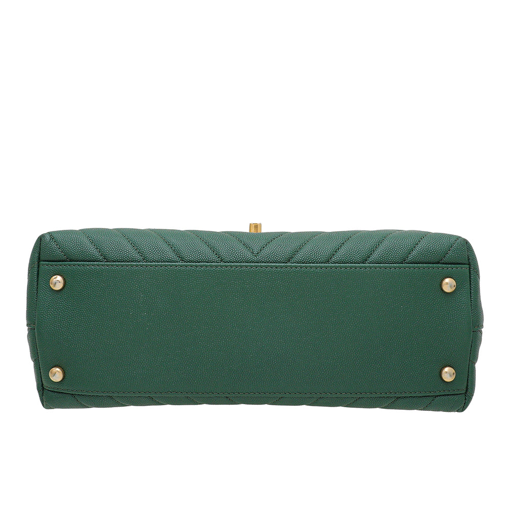 Chanel Olive Green Chevron Coco Handle Small Bag-Chanel-THE CLOSET