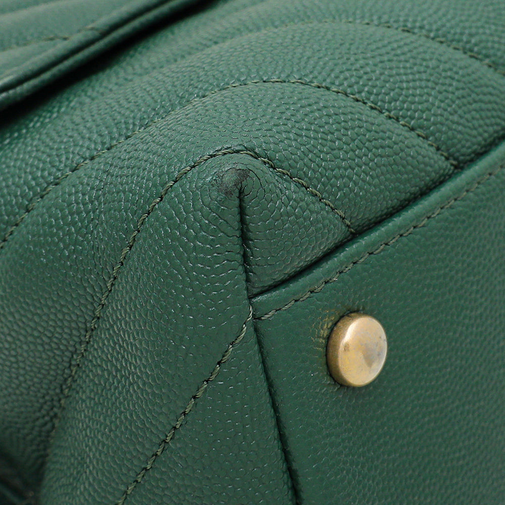 Chanel Olive Green Chevron Coco Handle Small Bag-Chanel-THE CLOSET