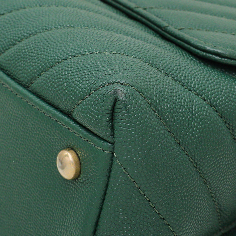 Chanel Olive Green Chevron Coco Handle Small Bag-Chanel-THE CLOSET