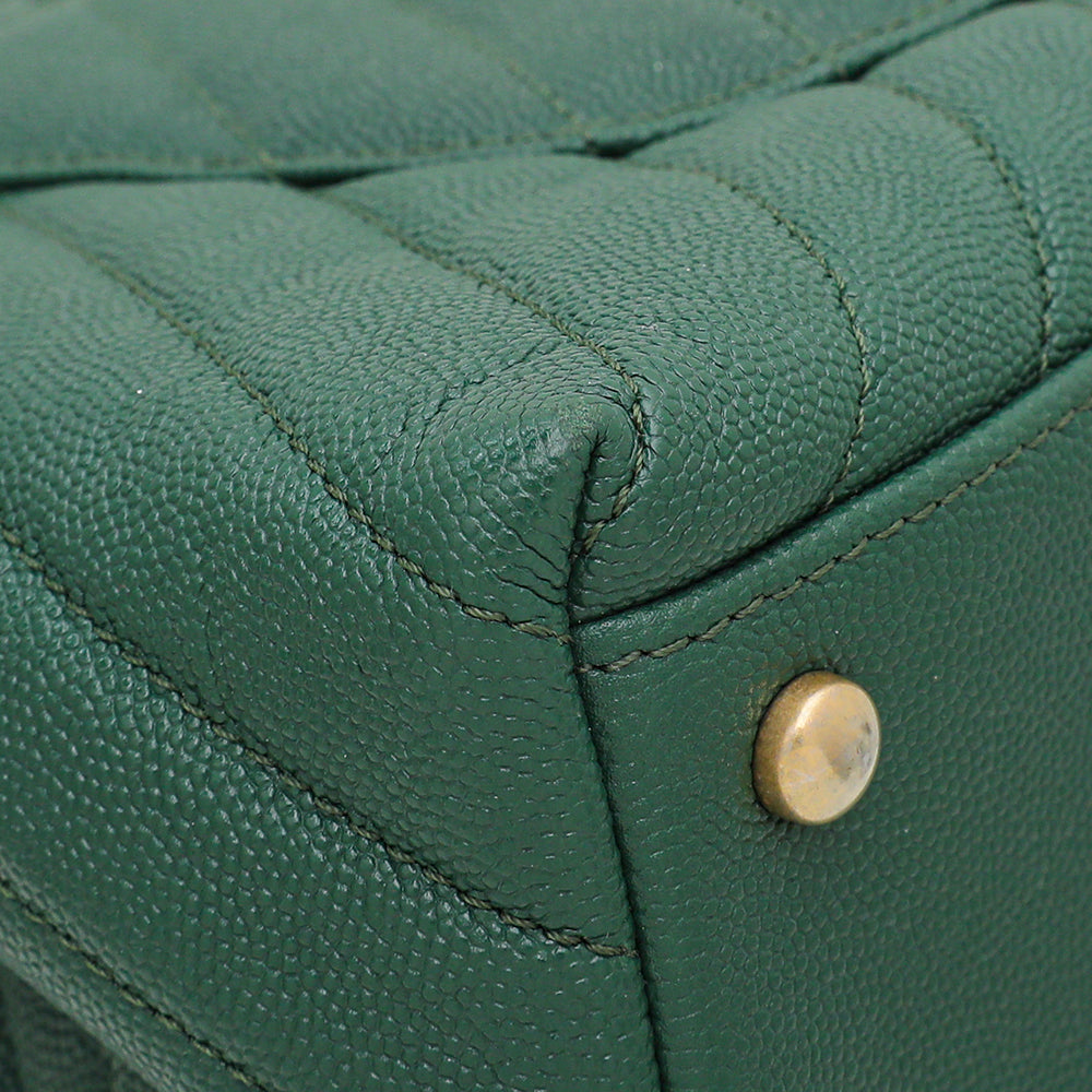 Chanel Olive Green Chevron Coco Handle Small Bag