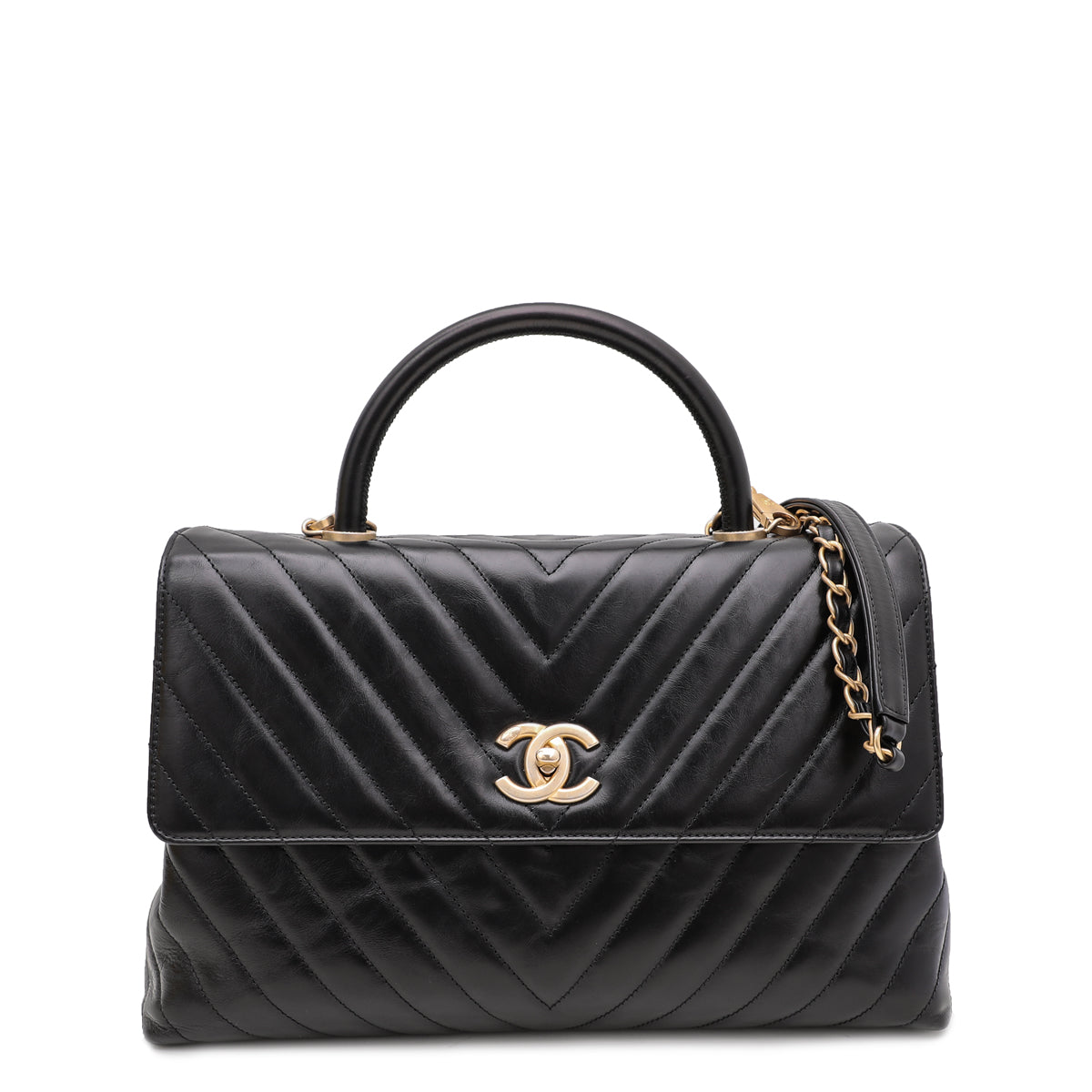 Chanel Black Chevron Coco Handle Maxi Bag-Chanel-THE CLOSET