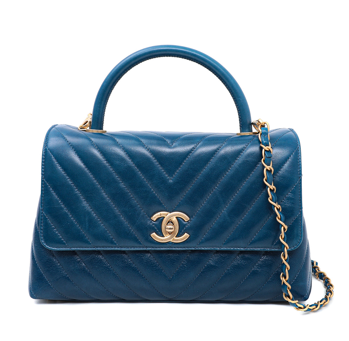 Chanel Blue Coco Handle Flap Bag-Chanel-THE CLOSET