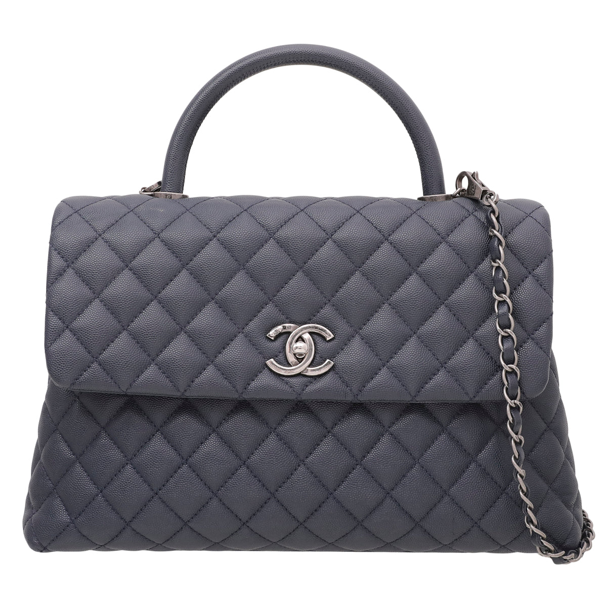 Chanel Blue Quilted Caviar Leather Mini Coco Handle Bag - Yoogi's Closet
