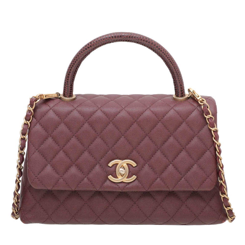 Chanel Maroon Coco Handle with Lizard Handle Bag-Chanel-THE CLOSET