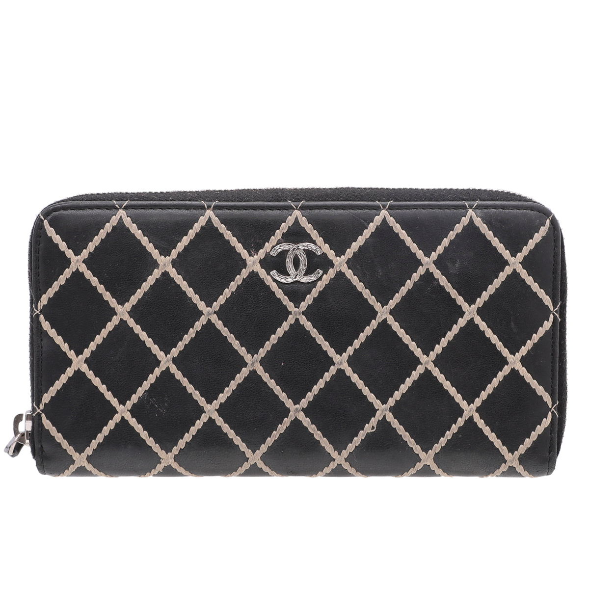 Chanel Black Coco Mark Wild Stitch Zip Around Wallet – The Closet