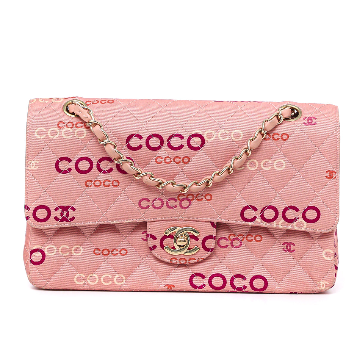 Chanel coco print canvas double flap pink-Chanel-THE CLOSET