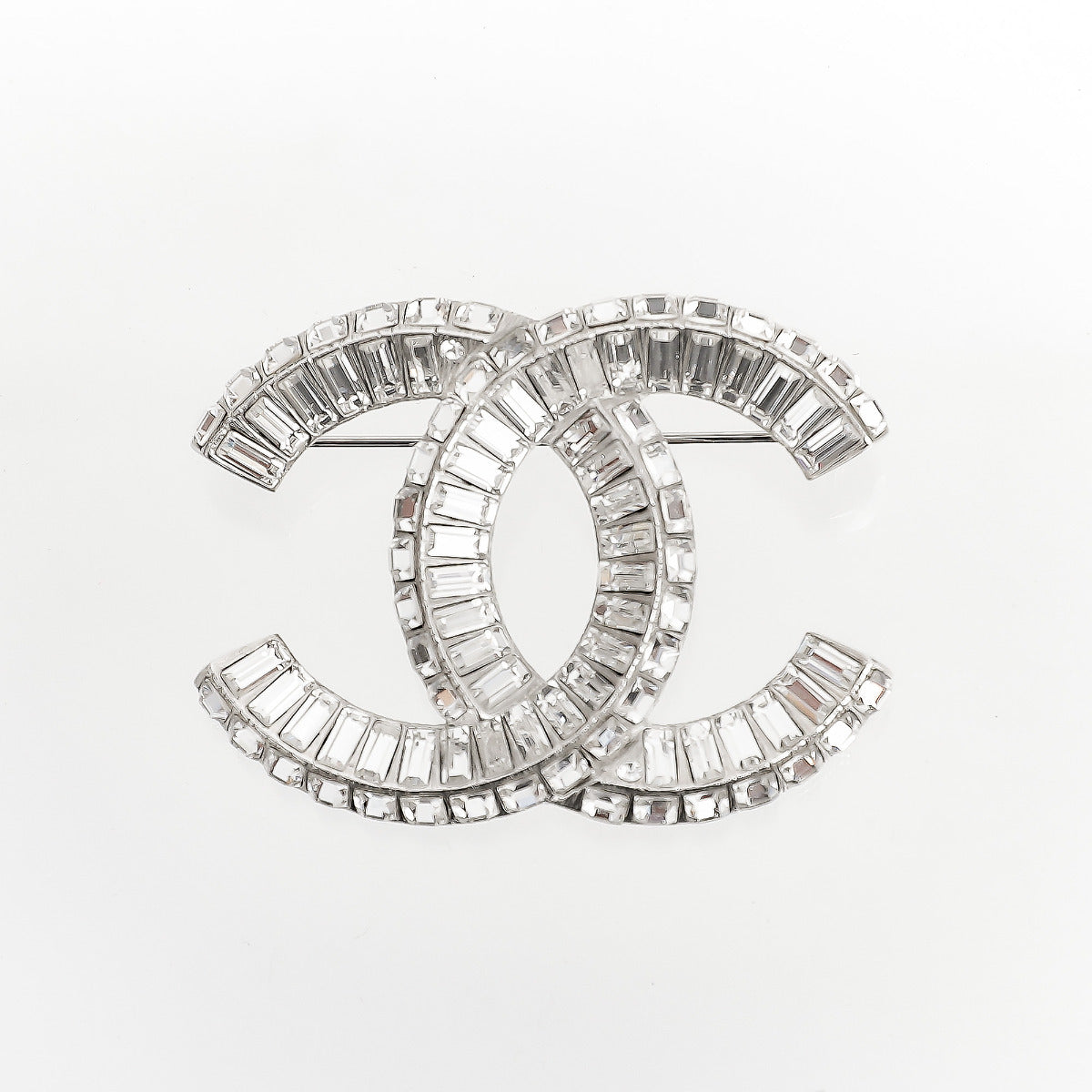 Chanel Silver Crystal Baguette CC Brooch-Chanel-THE CLOSET