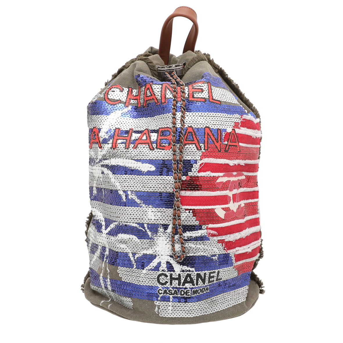 Chanel Khaki Multicolor Cubano Trip Backpack Bag