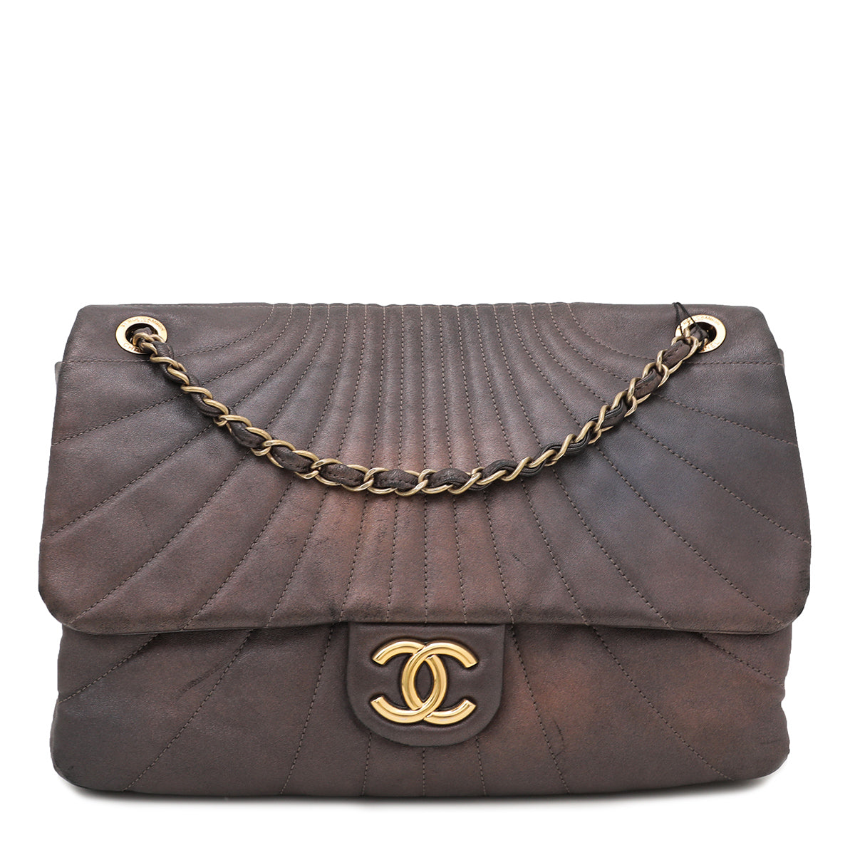Chanel Metallic Bronze Curved Quilt Flap Bag-Chanel-THE CLOSET