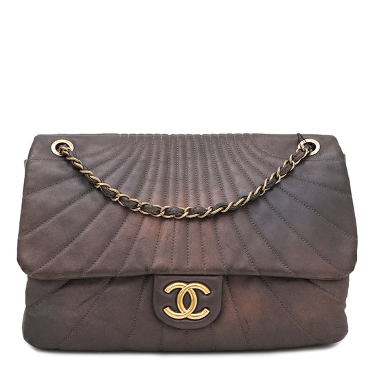 Chanel Metallic Bronze Curved Quilt Flap Bag