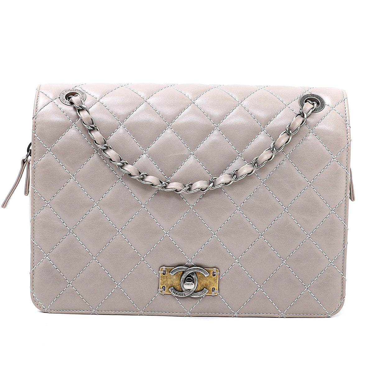 Chanel Grey Day Trip Flap Bag Medium-Chanel-THE CLOSET