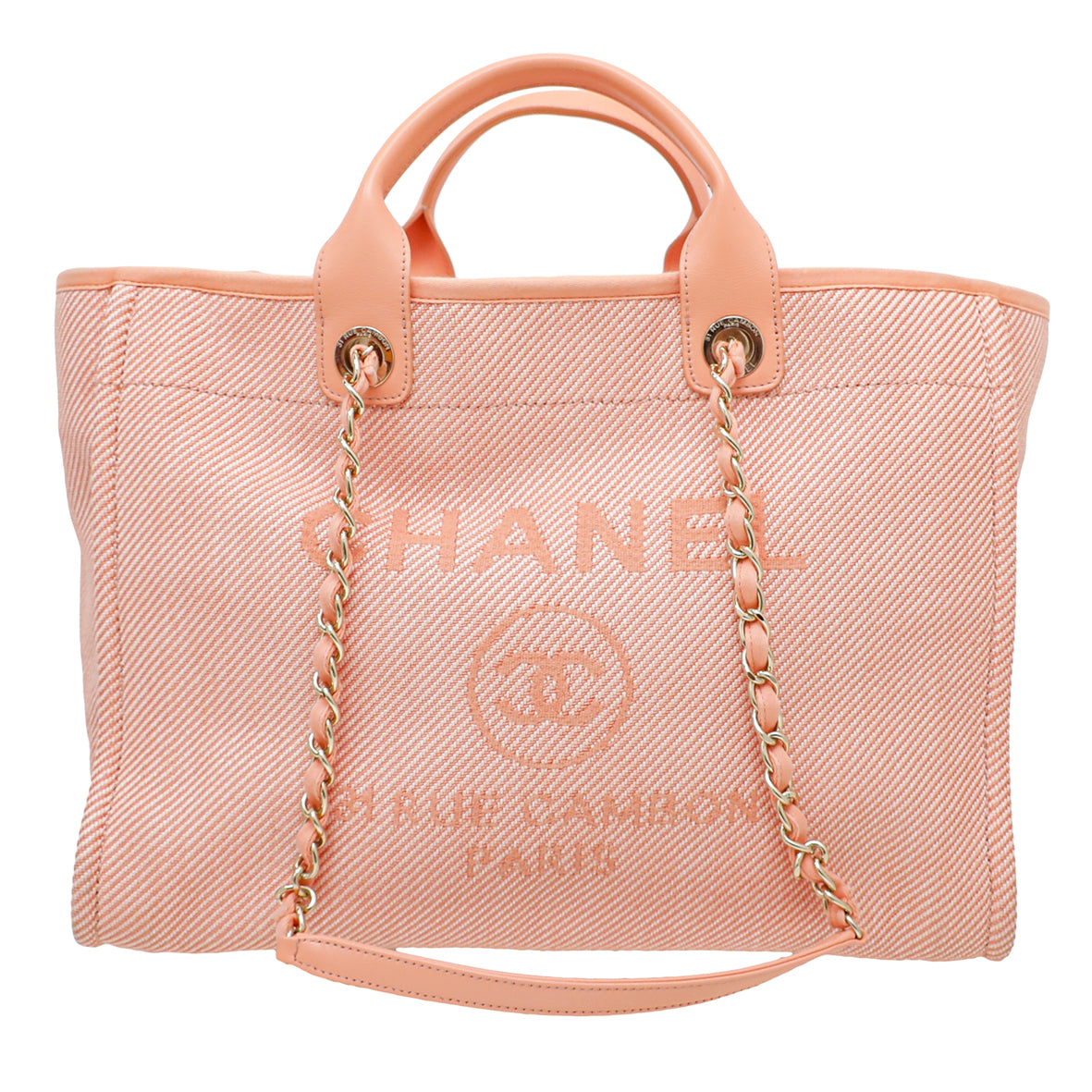 Chanel Peach Deauville Mixed Fiber Large Shopping Bag-Chanel-THE CLOSET