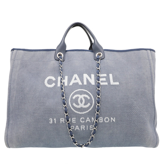 Chanel Blue Deauville Shopping Tote Bag