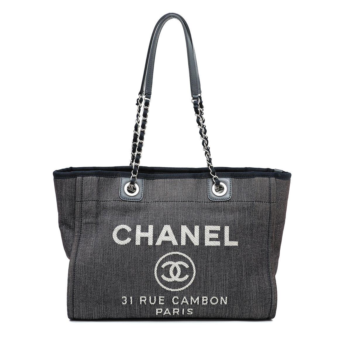 Chanel Denim Blue Deauville Shopping Tote Bag-Chanel-THE CLOSET