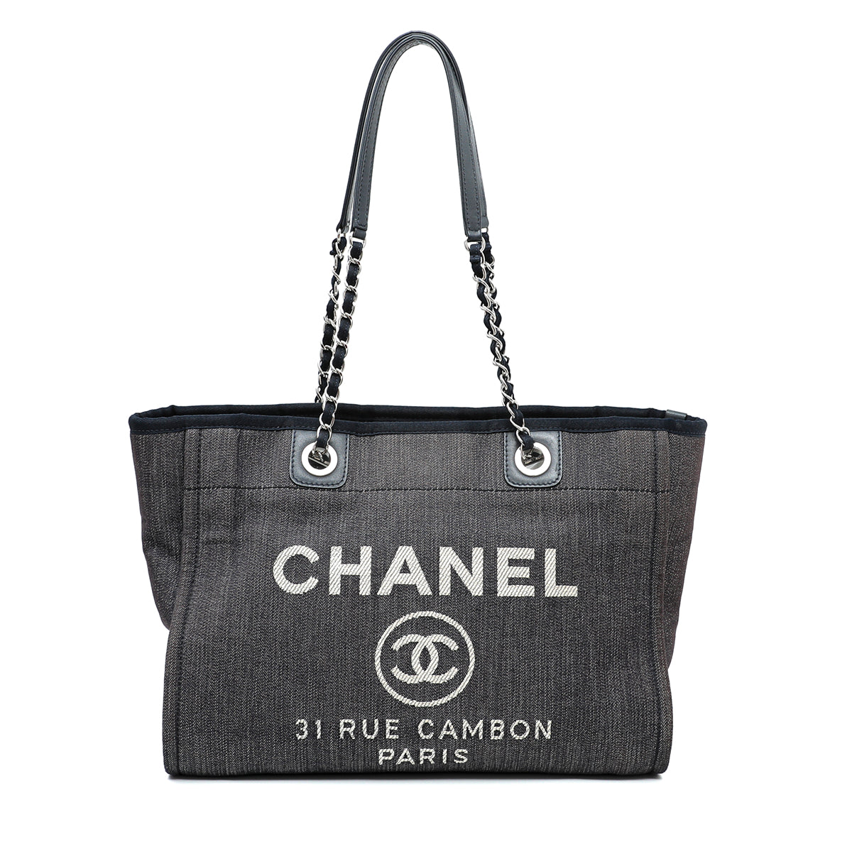 Chanel Denim Blue Deauville Shopping Tote Bag