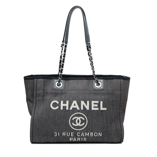 Chanel Denim Blue Deauville Shopping Tote Bag