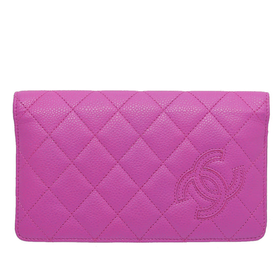 Chanel Purple Diagonal CC L Yen Wallet