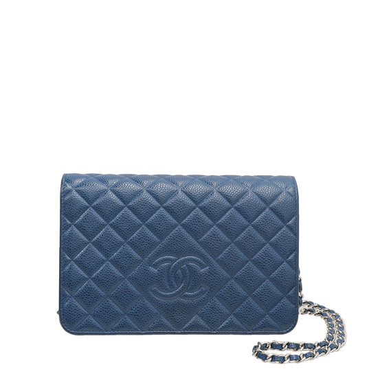 Chanel Blue CC Diamond Wallet On Chain