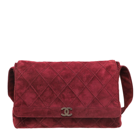 Chanel Burgundy Diamond Quilted Flap Shoulder Bag