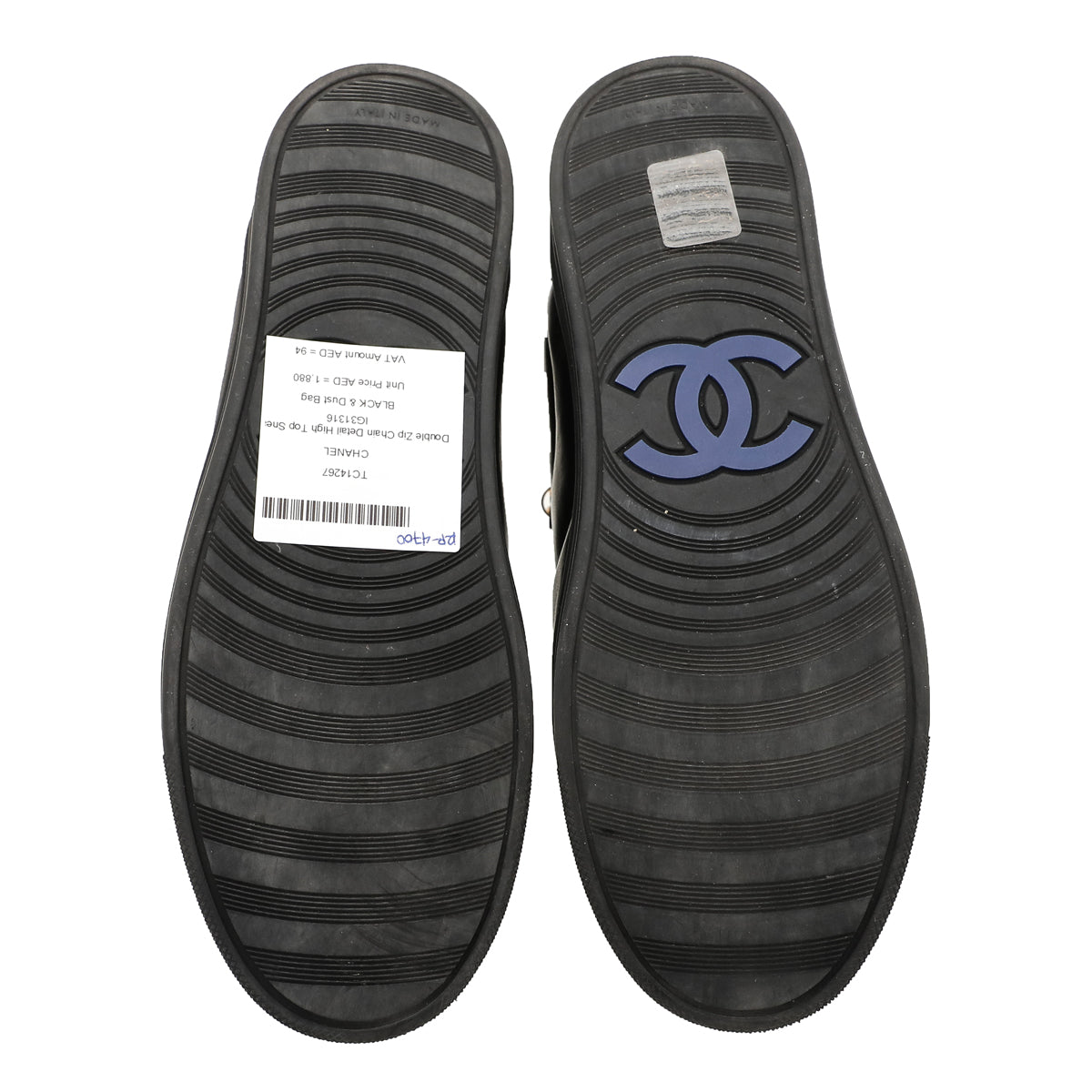 Chanel Black Double Zip Chain Detail High Top Sneakers 36-Chanel-THE CLOSET