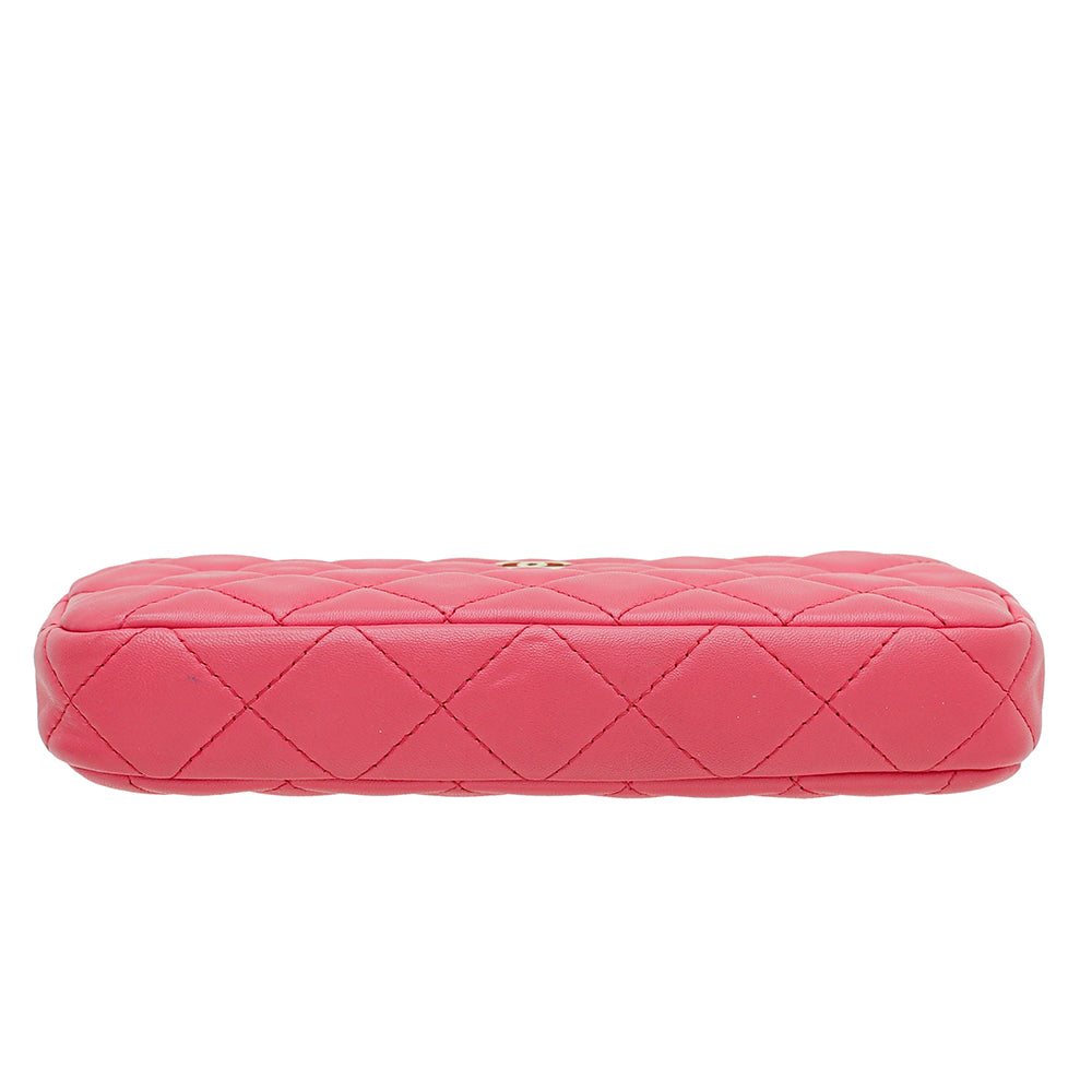 Chanel Pink Double Zip Wallet On Chain – The Closet