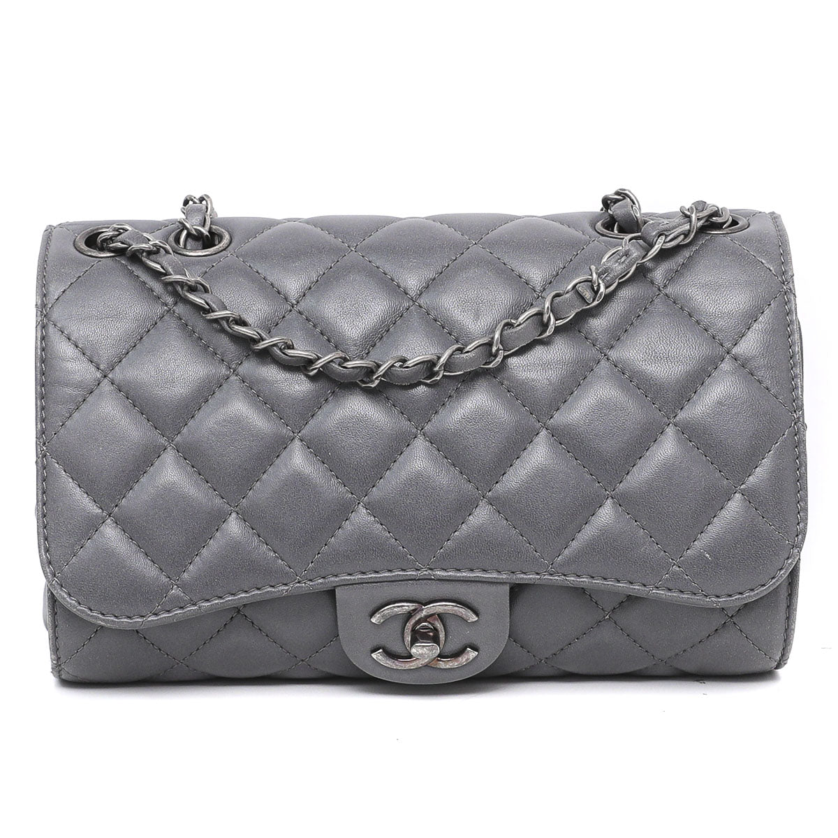 Chanel Gray Drawstring Shopping Flap Bag-Chanel-THE CLOSET