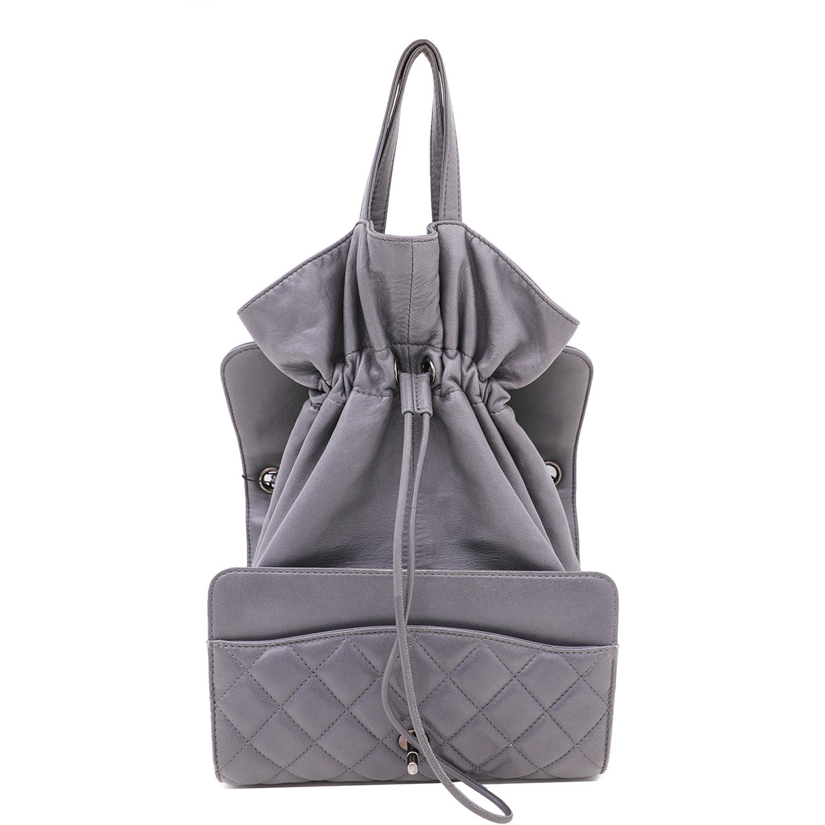 Chanel Gray Drawstring Shopping Flap Bag-Chanel-THE CLOSET
