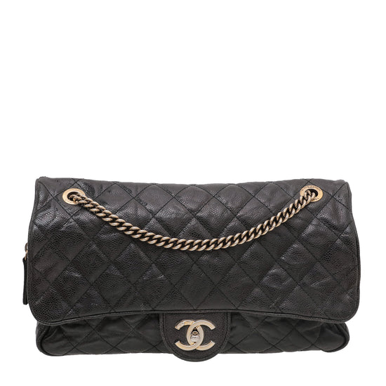 Chanel Black Easy Flap Distressed Bag