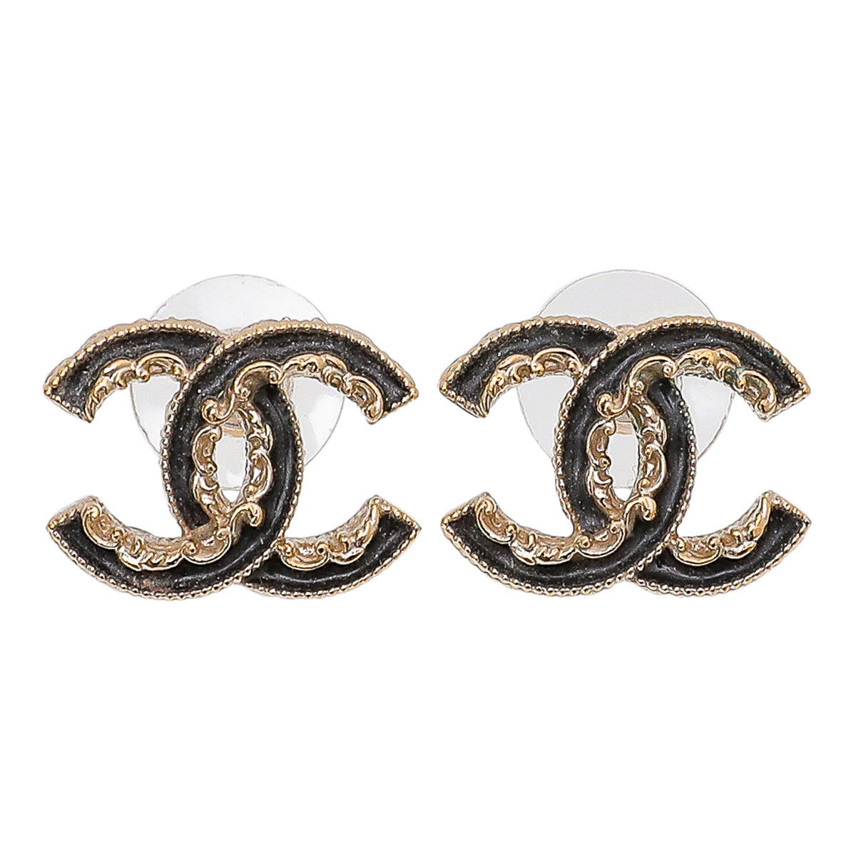 Chanel Gold CC Crystals Black Enamel Star Clip On Earrings Golden Metal  ref.434776 - Joli Closet