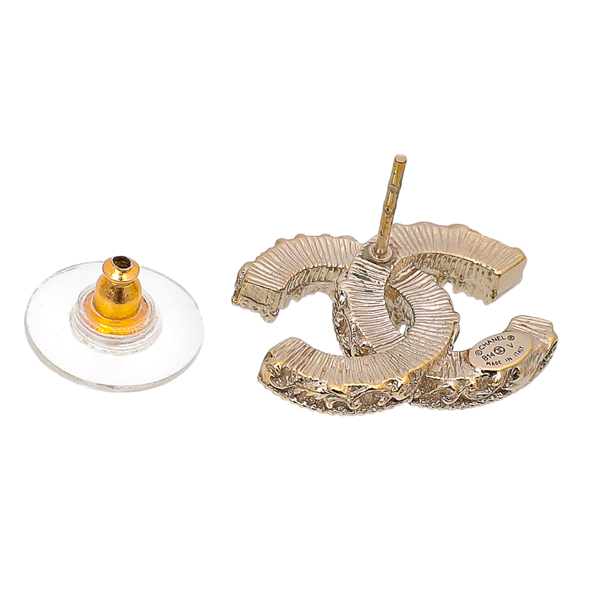 Chanel Black CC Enamel Baroque Stud Earrings-Chanel-THE CLOSET